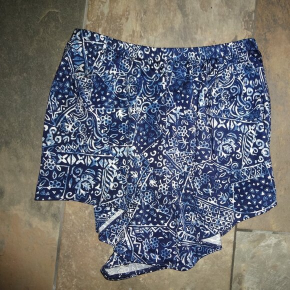 Lands' End 3 Piece Set 14 Bathing/Swim Suit navy/white batik/bandana 2 pc+shorts - Picture 14 of 16